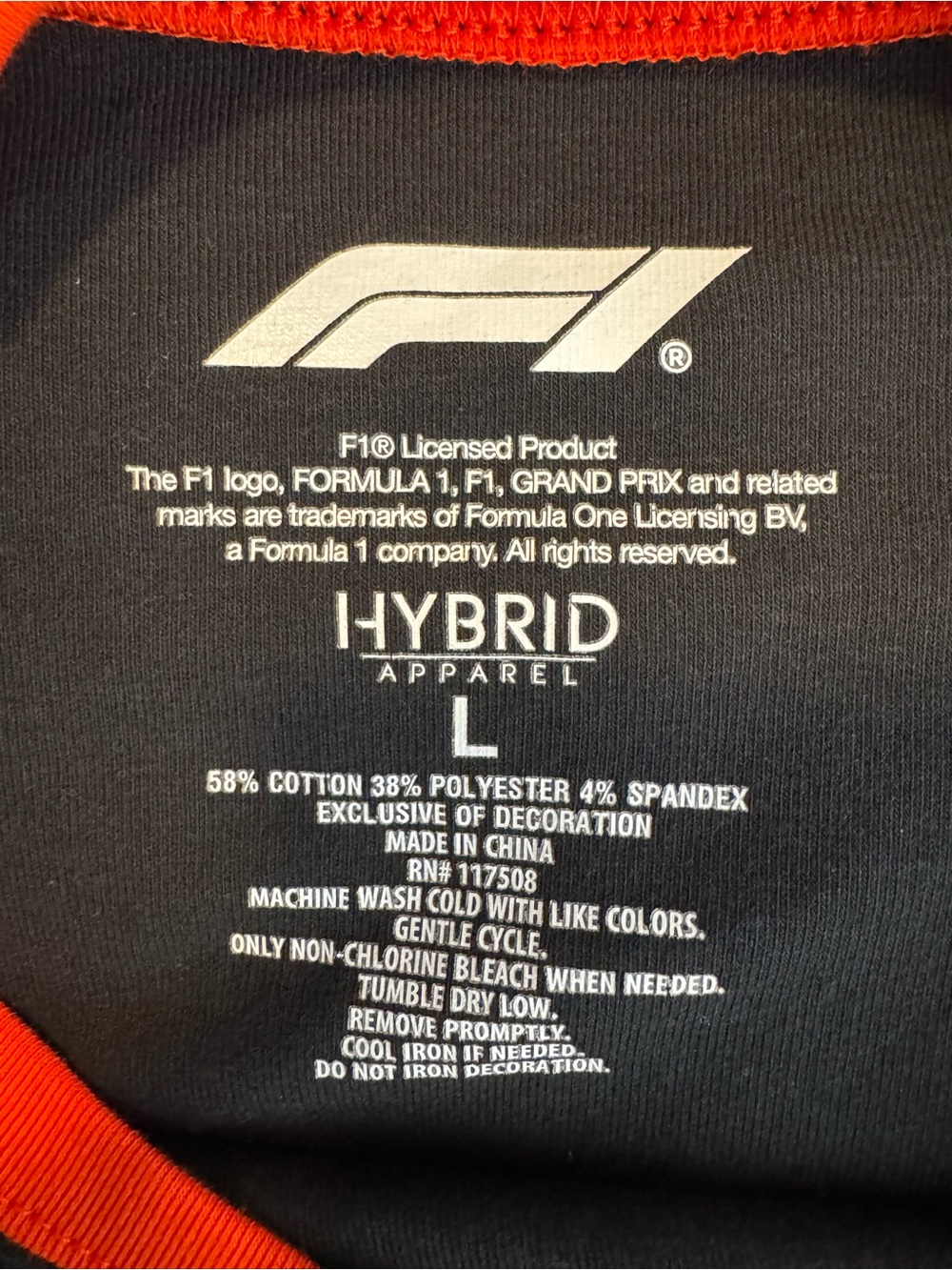 Official Formula 1 Racing Cropped Ringer Graphic Tee Black Red Large - Picture 6 of 6